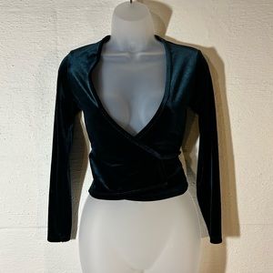 Velvet green tie top